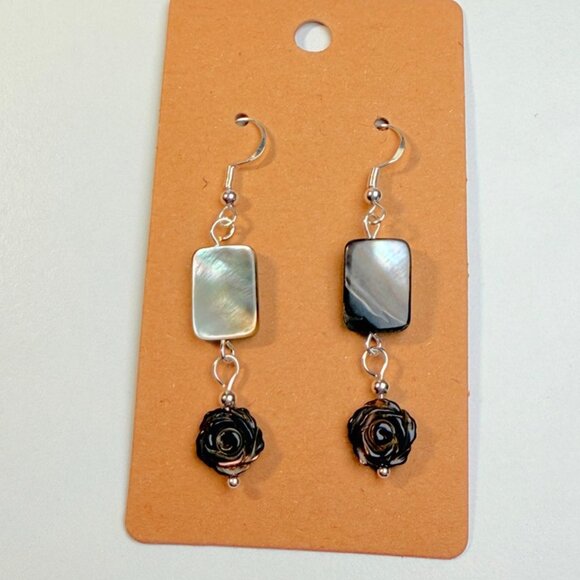 black mother of pearl earrings - Picture 5 of 8